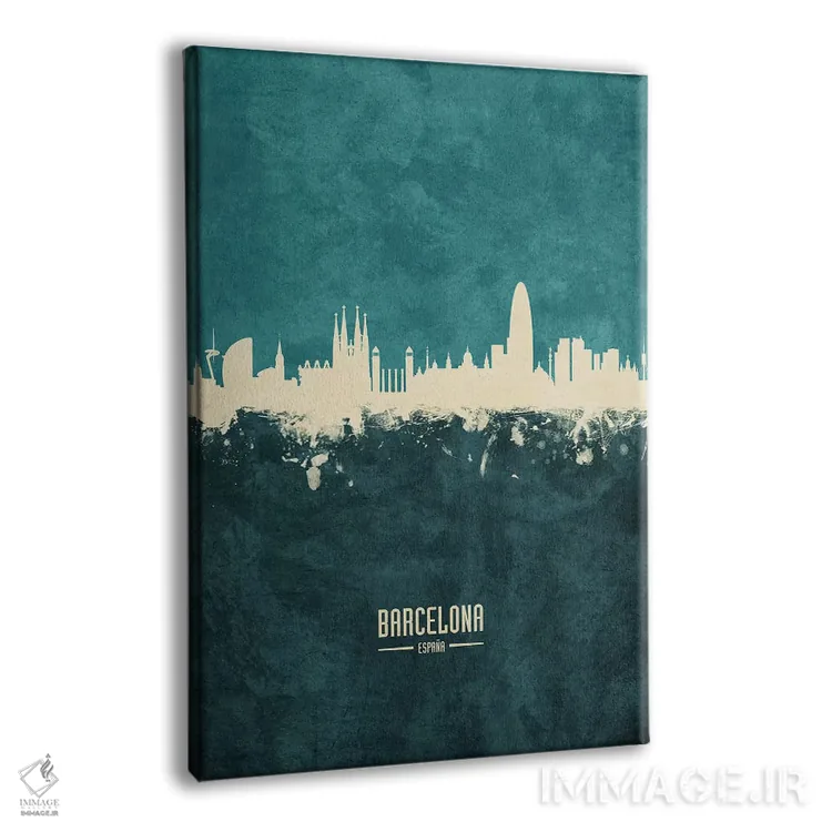 تابلو دکوراتیو منظره خط افق بارسلونا اسپانیا اثر مایکل تامپست - نمای پرسپکتیو محصول