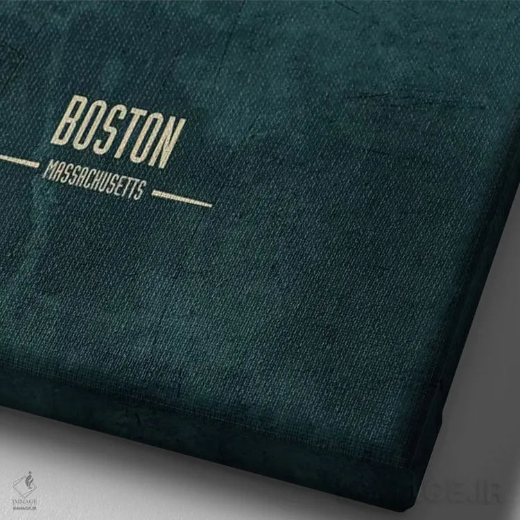 تابلو دکوراتیو منظره خط افق بوستون ماساچوست اثر مایکل تامپست - نمای نزدیک بافت بوم