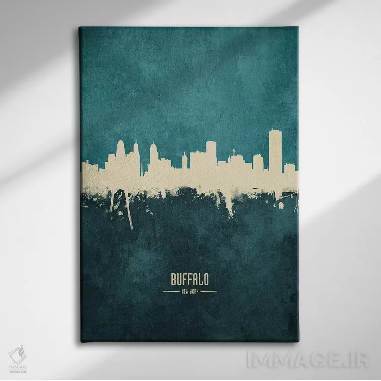 تابلو دکوراتیو منظره خط افق بوفالو نیویورک اثر مایکل تامپست - نمای روبهرو روی دیوار