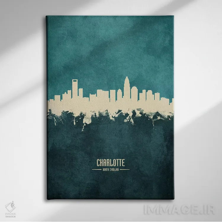 تابلو دکوراتیو منظره خط افق شارلوت کارولینای شمالی اثر مایکل تامپست - نمای روبهرو روی دیوار