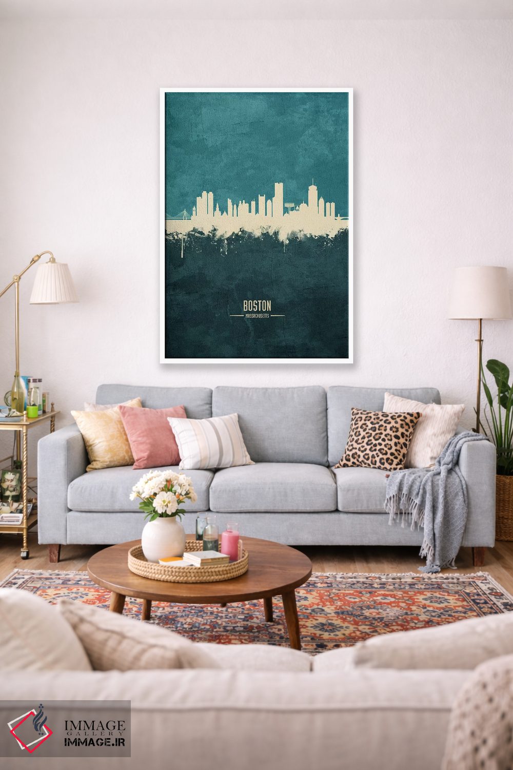 تابلو دکوراتیو منظره خط افق بوستون ماساچوست اثر مایکل تامپست - D1W
