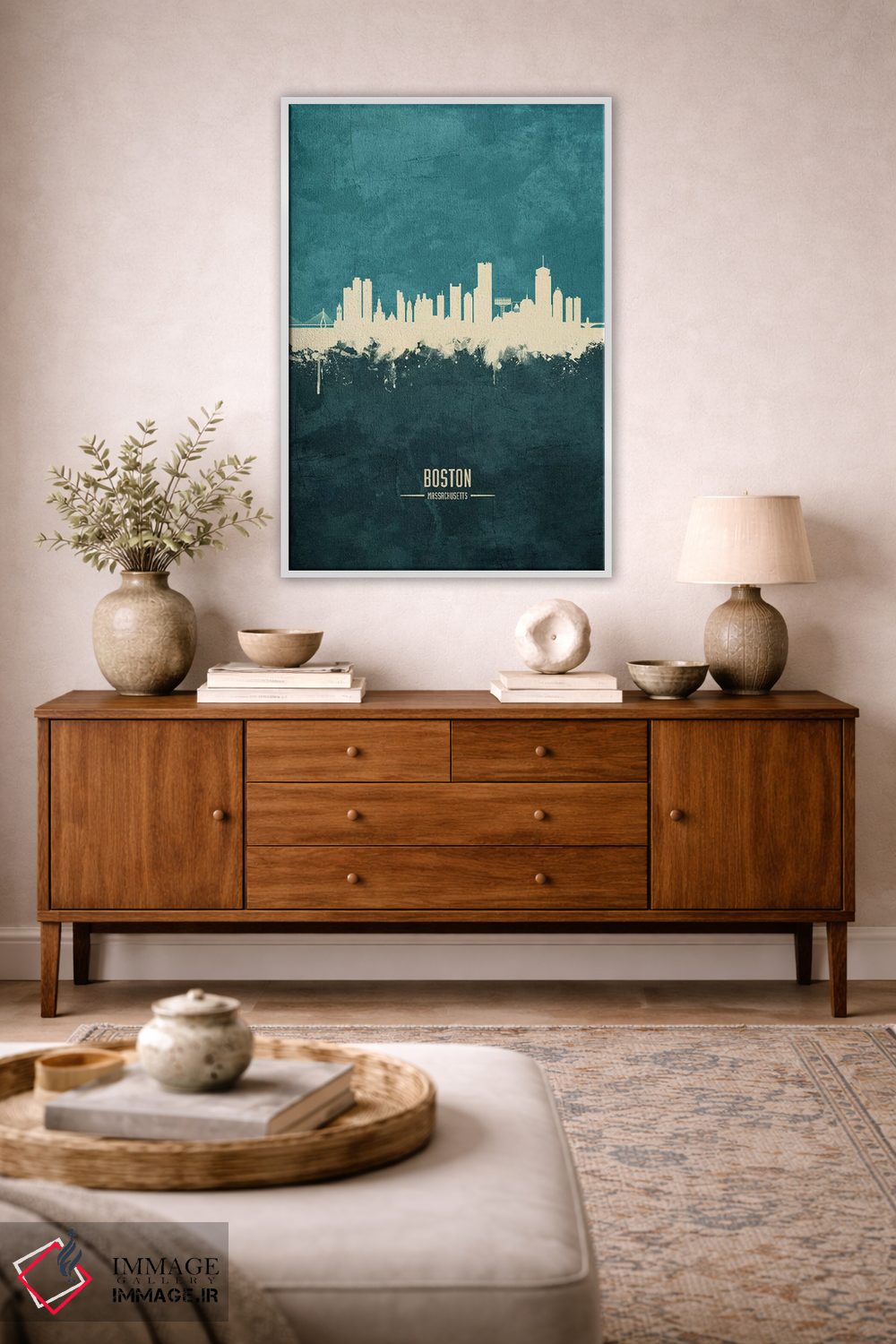 تابلو دکوراتیو منظره خط افق بوستون ماساچوست اثر مایکل تامپست - D2W