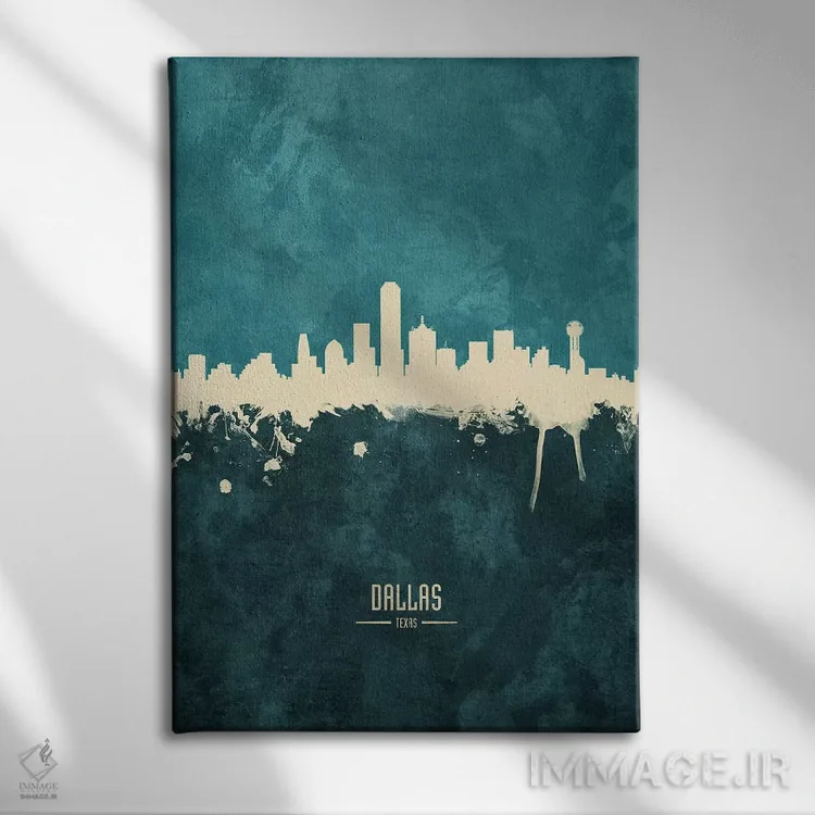 تابلو دکوراتیو منظره خط افق دالاس تگزاس اثر مایکل تامپست - نمای روبهرو روی دیوار