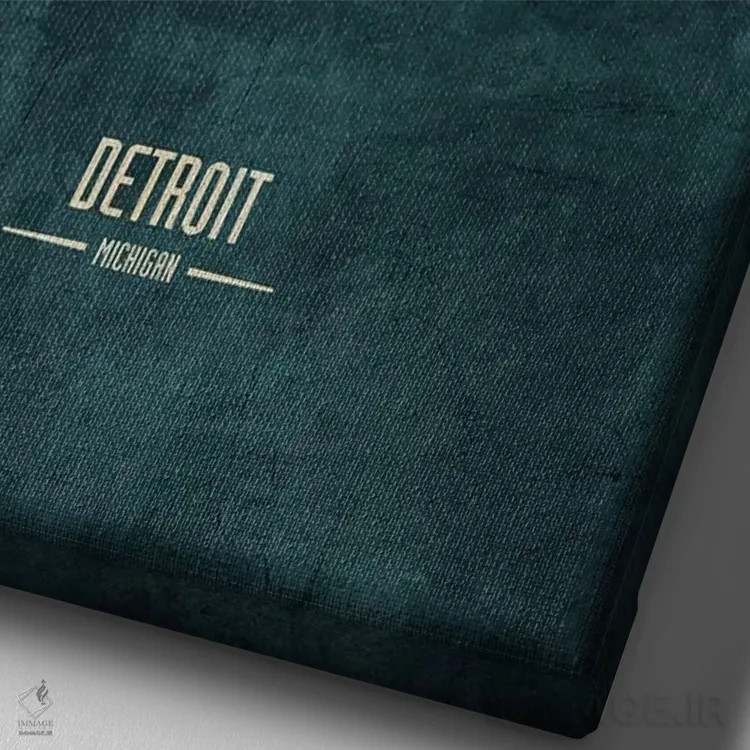 تابلو دکوراتیو منظره خط افق دیترویت، میشیگان اثر مایکل تامپست - نمای نزدیک بافت بوم