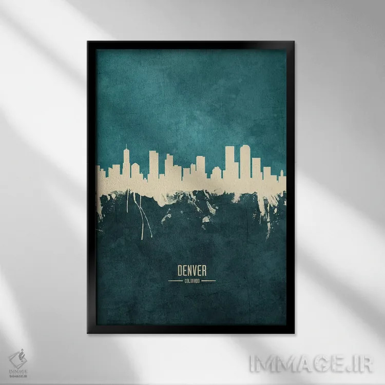 تابلو دکوراتیو منظره خط افق دنور کلرادو اثر مایکل تامپست - نمای قابدار مشکی