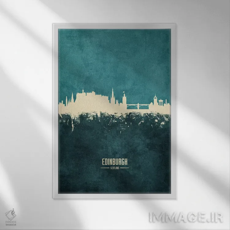 تابلو دکوراتیو منظره خط افق اباوربرو، اسکاتلند اثر مایکل تامپست - نمای قابدار سفید