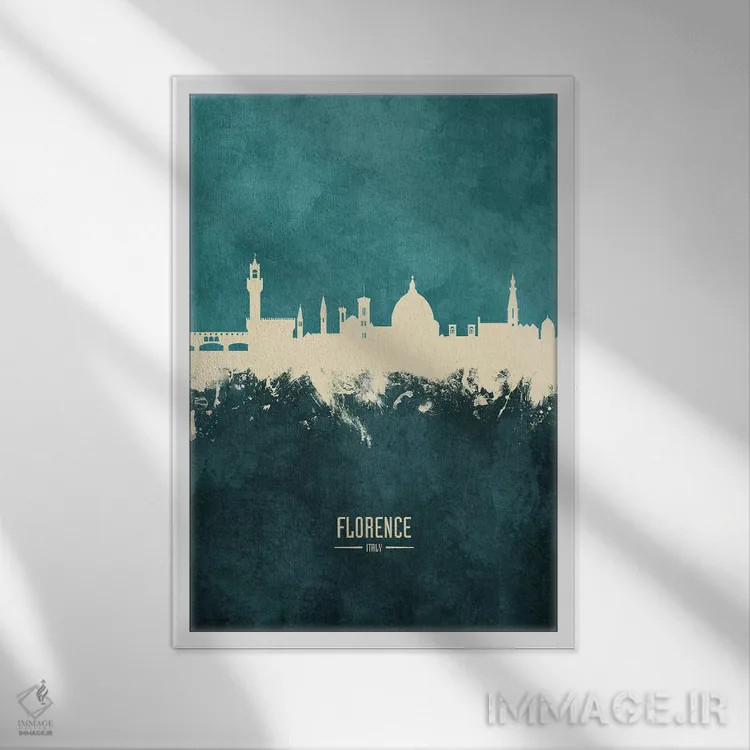 تابلو دکوراتیو منظره خط افق فلورانس، ایتالیا اثر مایکل تامپست - نمای قابدار سفید
