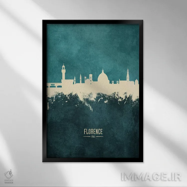 تابلو دکوراتیو منظره خط افق فلورانس، ایتالیا اثر مایکل تامپست - نمای قابدار مشکی