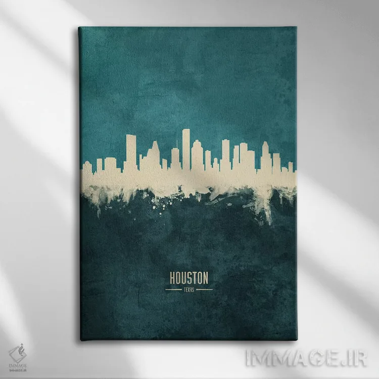تابلو دکوراتیو منظره خط افق هیوستون، تگزاس اثر مایکل تامپست - نمای روبهرو روی دیوار