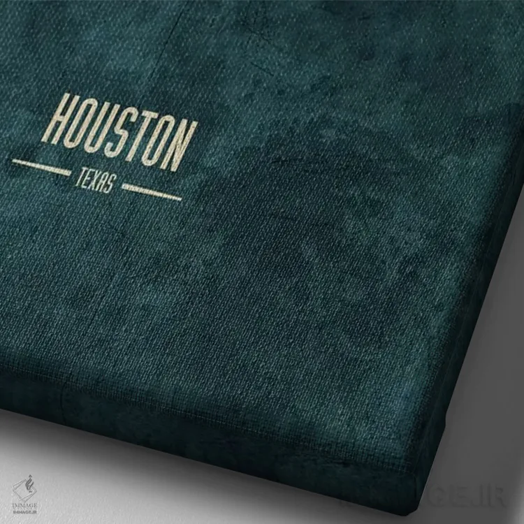 تابلو دکوراتیو منظره خط افق هیوستون، تگزاس اثر مایکل تامپست - نمای نزدیک بافت بوم