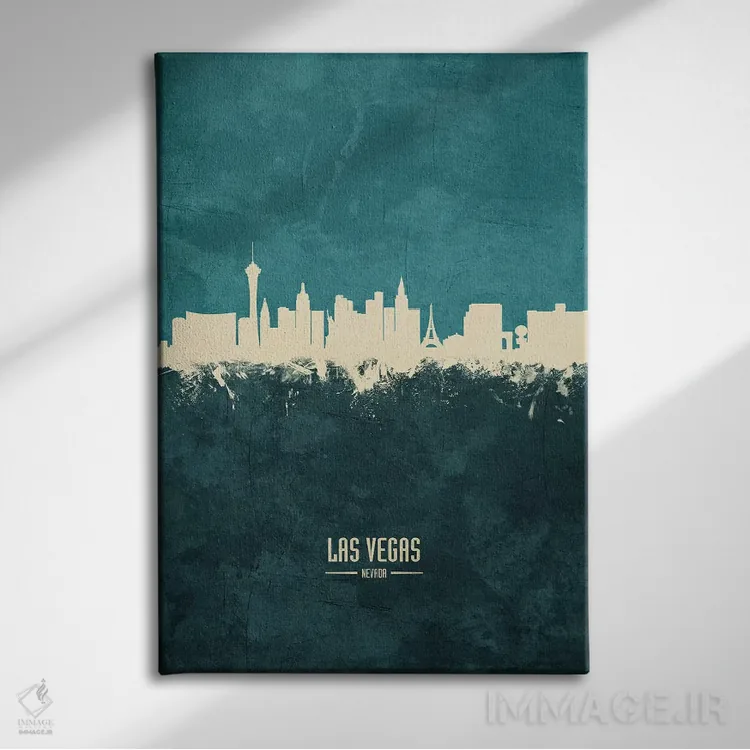 تابلو دکوراتیو منظره خط افق لاس وگاس، نوادا اثر مایکل تامپست - نمای روبهرو روی دیوار