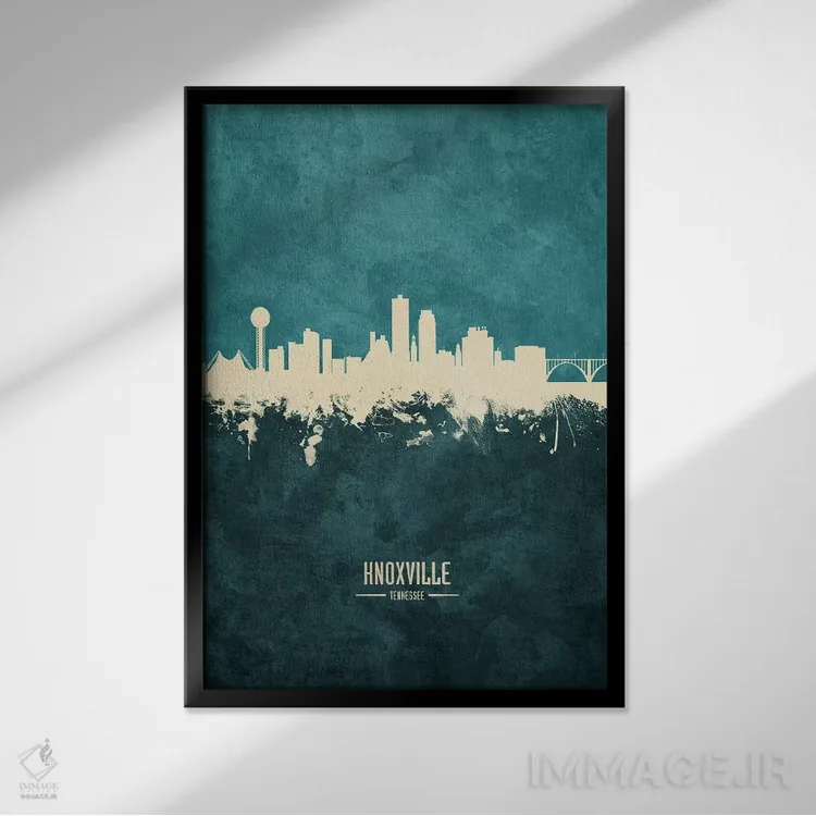 تابلو دکوراتیو منظره خط افق ناکسویل، تنسی اثر مایکل تامپست - نمای قابدار مشکی