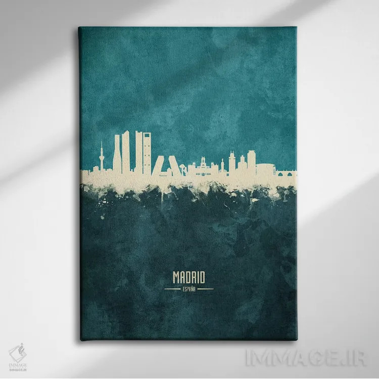 تابلو دکوراتیو منظره خط افق مادرید، اسپانیا اثر مایکل تامپست - نمای روبهرو روی دیوار