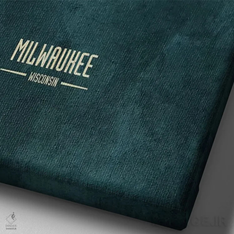 تابلو دکوراتیو منظره خط افق میلواکی، ویسکانسین اثر مایکل تامپست - نمای نزدیک بافت بوم