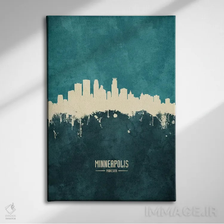 تابلو دکوراتیو منظره خط افق مینیاپولیس، مینه سوتا اثر مایکل تامپست - نمای روبهرو روی دیوار