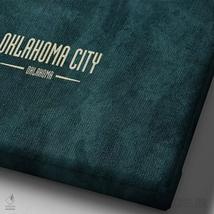 تابلو دکوراتیو منظره خط افق اکلاهما سیتی اثر مایکل تامپست - نمای نزدیک بافت بوم