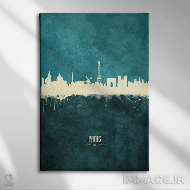 تابلو دکوراتیو منظره خط افق پاریس، فرانسه اثر مایکل تامپست - نمای روبهرو روی دیوار