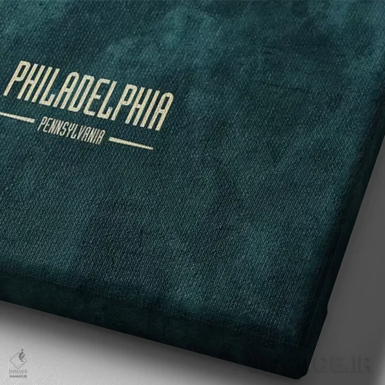 تابلو دکوراتیو منظره خط افق فیلادلفیا، پنسیلوانیا اثر مایکل تامپست - نمای نزدیک بافت بوم