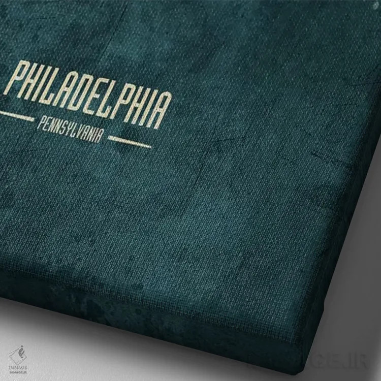 تابلو دکوراتیو منظره خط افق فیلادلفیا، پنسیلوانیا اثر مایکل تامپست - نمای نزدیک بافت بوم