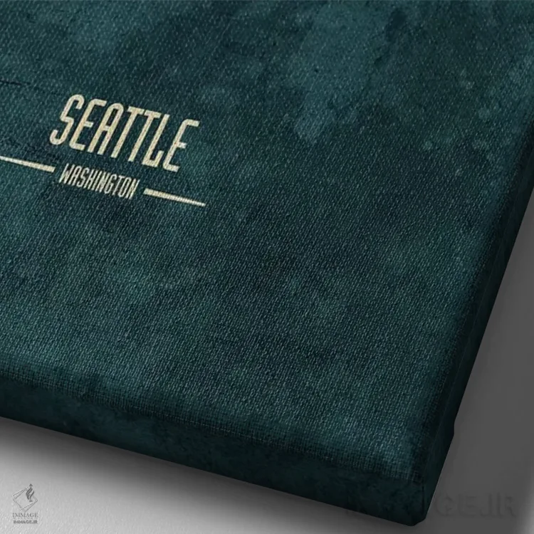 تابلو دکوراتیو افق شهر سیاتل، واشنگتن اثر مایکل تامپست - نمای نزدیک بافت بوم