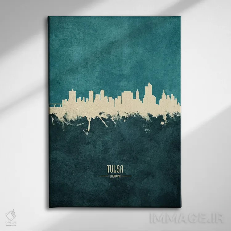 تابلو دکوراتیو افق شهر تالسا، اکلاهما اثر مایکل تامپست - نمای روبهرو روی دیوار