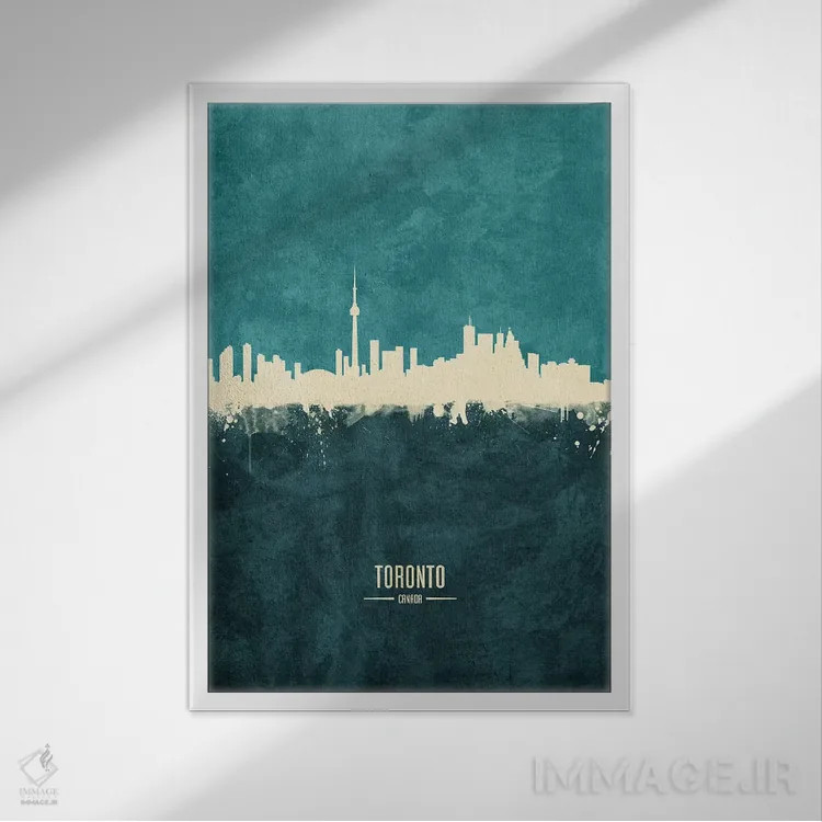 تابلو دکوراتیو افق شهر تورنتو، کانادا اثر مایکل تامپست - نمای قابدار سفید