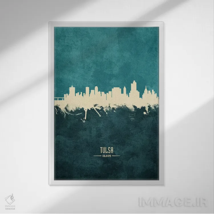 تابلو دکوراتیو افق شهر تالسا، اکلاهما اثر مایکل تامپست - نمای قابدار سفید