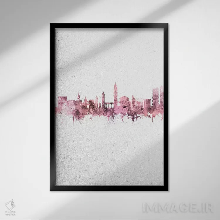 تابلو دکوراتیو منظره خط افق اسپلیت، کرواسی اثر مایکل تامپست - نمای قابدار مشکی