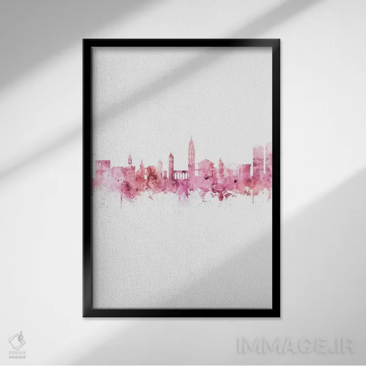 تابلو دکوراتیو منظره خط افق اسپلیت، کرواسی اثر مایکل تامپست - نمای قابدار مشکی