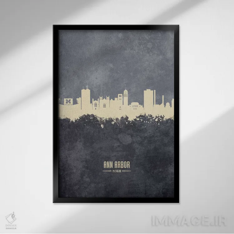 تابلو دکوراتیو منظره خط افق ان آربر میشیگان اثر مایکل تامپست - نمای قابدار مشکی