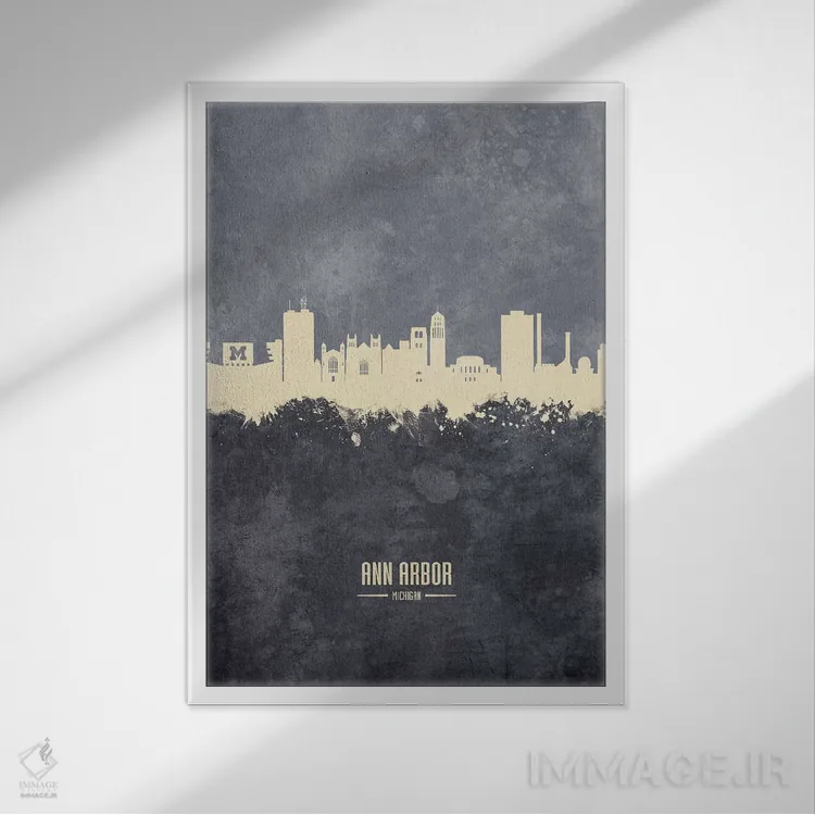 تابلو دکوراتیو منظره خط افق ان آربر میشیگان اثر مایکل تامپست - نمای قابدار سفید