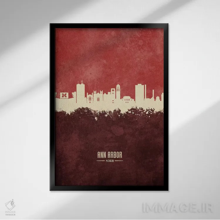 تابلو دکوراتیو منظره خط افق ان آربر میشیگان اثر مایکل تامپست - نمای قابدار مشکی