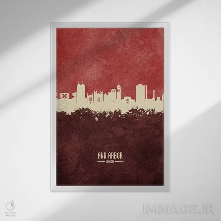 تابلو دکوراتیو منظره خط افق ان آربر میشیگان اثر مایکل تامپست - نمای قابدار سفید