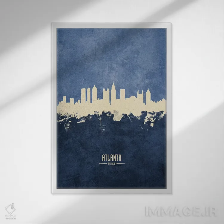 تابلو دکوراتیو منظره خط افق آتلانتا جورجیا اثر مایکل تامپست - نمای قابدار سفید