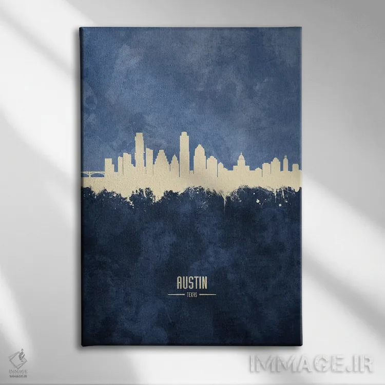 تابلو دکوراتیو منظره خط افق آستین تگزاس اثر مایکل تامپست - نمای روبهرو روی دیوار