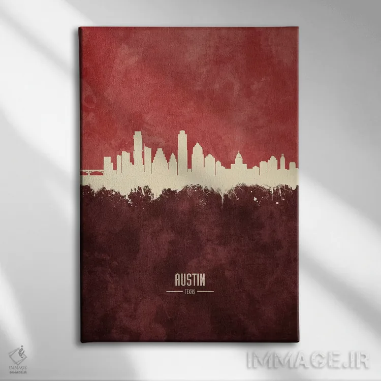 تابلو دکوراتیو منظره خط افق آستین تگزاس اثر مایکل تامپست - نمای روبهرو روی دیوار