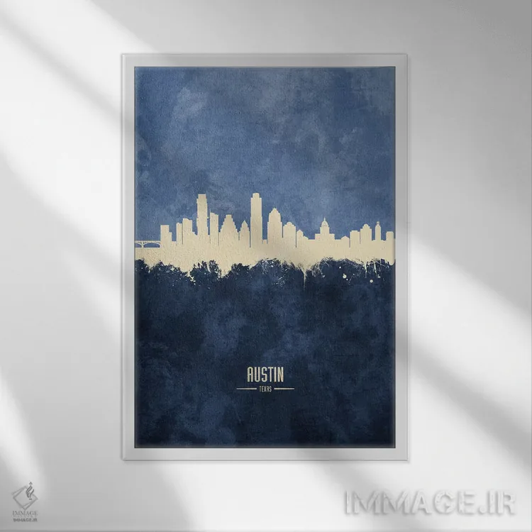 تابلو دکوراتیو منظره خط افق آستین تگزاس اثر مایکل تامپست - نمای قابدار سفید