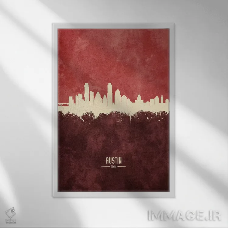 تابلو دکوراتیو منظره خط افق آستین تگزاس اثر مایکل تامپست - نمای قابدار سفید