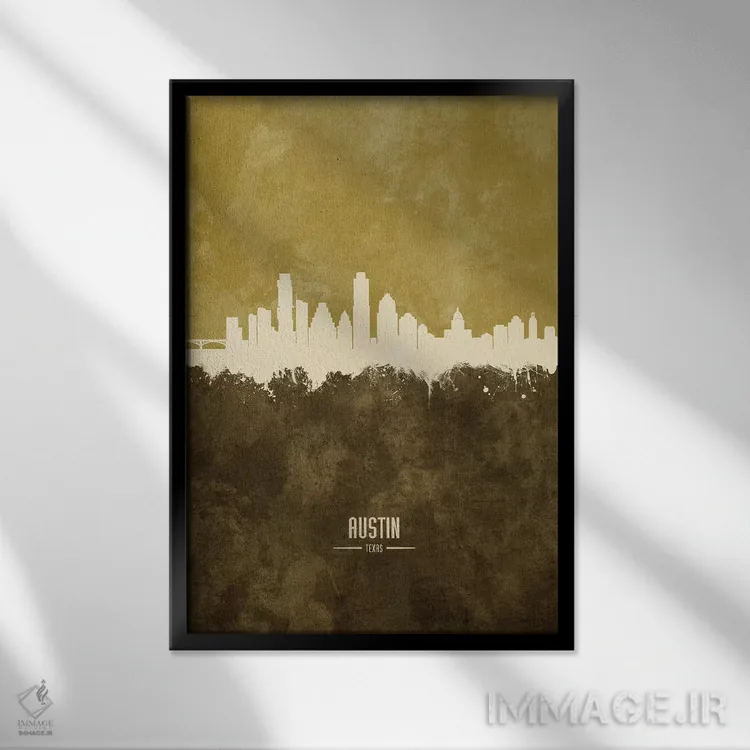 تابلو دکوراتیو منظره خط افق آستین تگزاس اثر مایکل تامپست - نمای قابدار مشکی