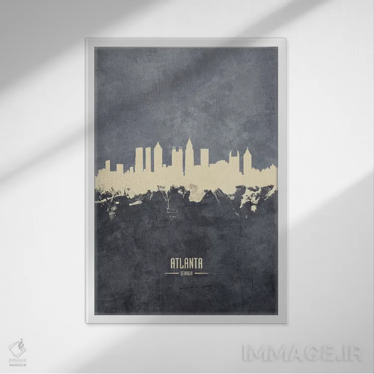 تابلو دکوراتیو منظره خط افق آتلانتا جورجیا اثر مایکل تامپست - نمای قابدار سفید