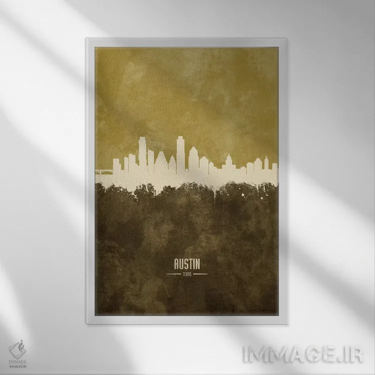 تابلو دکوراتیو منظره خط افق آستین تگزاس اثر مایکل تامپست - نمای قابدار سفید