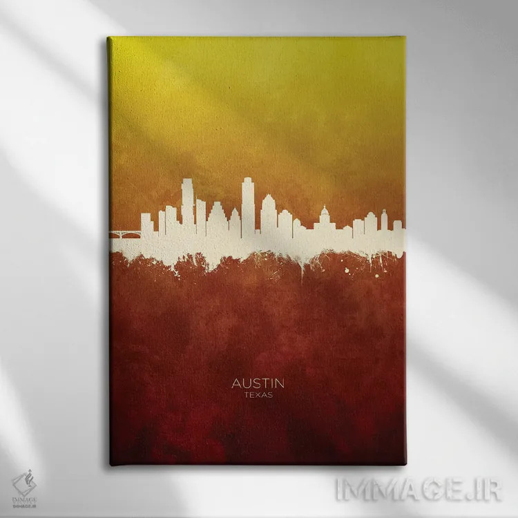 تابلو دکوراتیو منظره خط افق آستین تگزاس اثر مایکل تامپست - نمای روبهرو روی دیوار