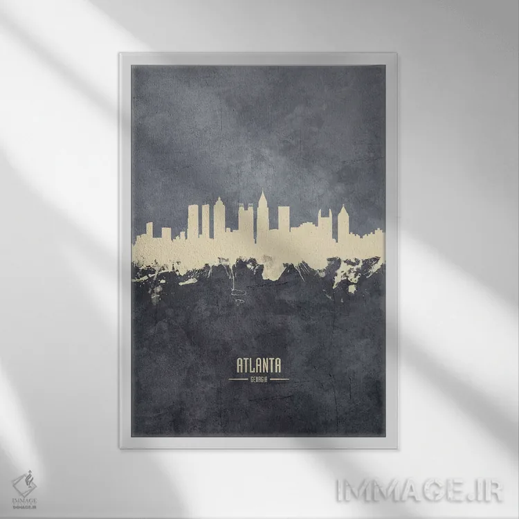 تابلو دکوراتیو منظره خط افق آتلانتا جورجیا اثر مایکل تامپست - نمای قابدار سفید