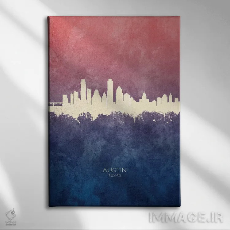 تابلو دکوراتیو منظره خط افق آستین تگزاس اثر مایکل تامپست - نمای روبهرو روی دیوار