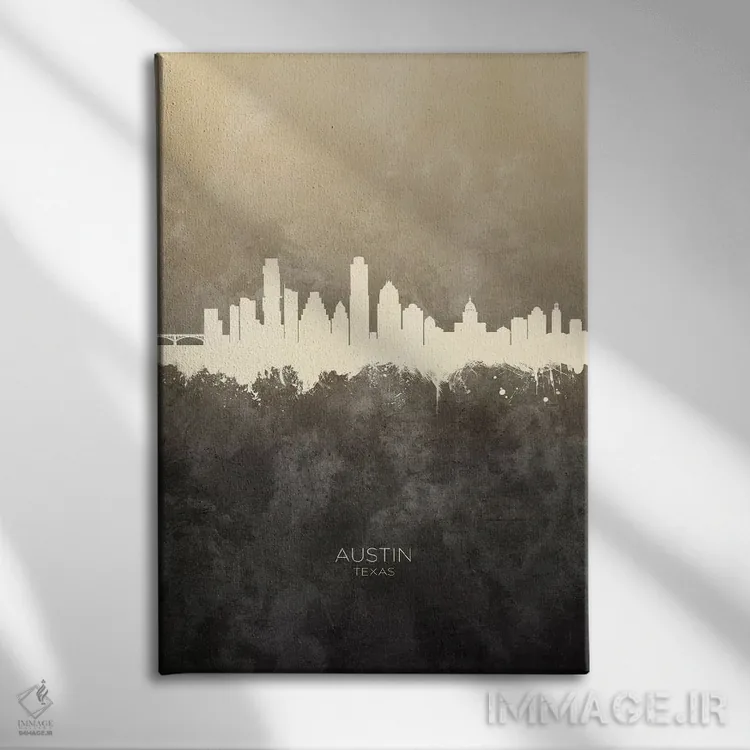تابلو دکوراتیو منظره خط افق آستین تگزاس اثر مایکل تامپست - نمای روبهرو روی دیوار