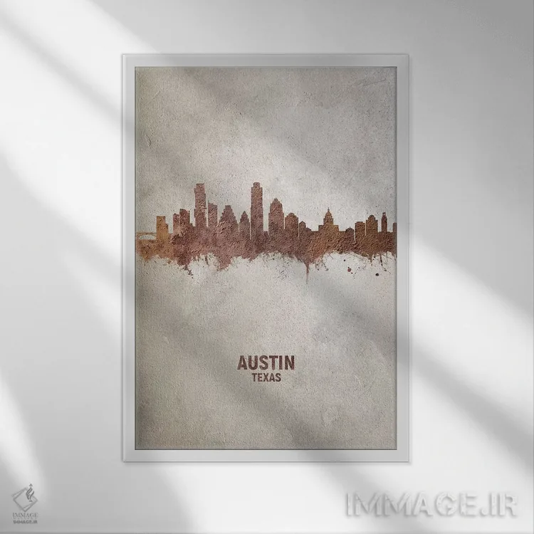 تابلو دکوراتیو منظره خط افق آستین تگزاس اثر مایکل تامپست - نمای قابدار سفید