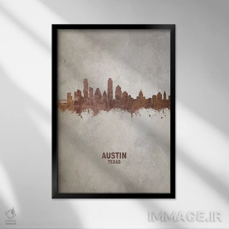 تابلو دکوراتیو منظره خط افق آستین تگزاس اثر مایکل تامپست - نمای قابدار مشکی