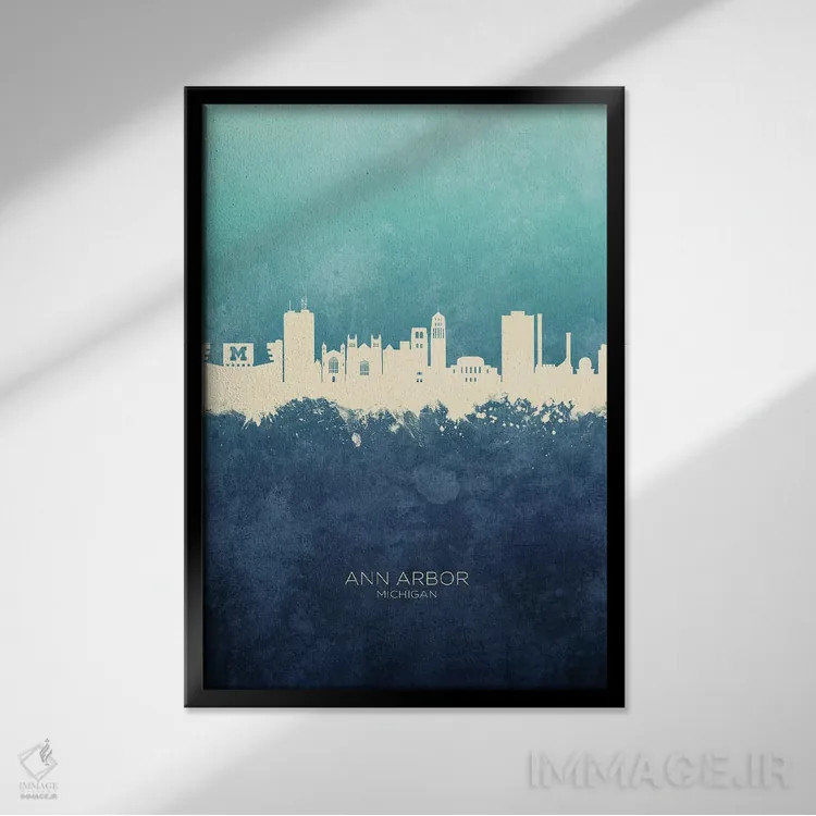 تابلو دکوراتیو منظره خط افق ان آربر میشیگان اثر مایکل تامپست - نمای قابدار مشکی