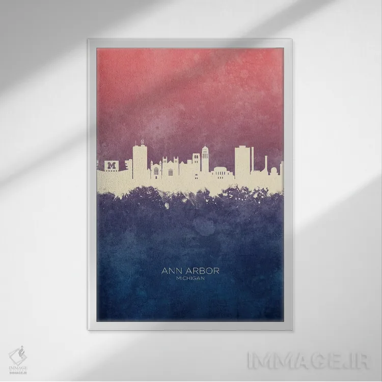 تابلو دکوراتیو منظره خط افق ان آربر میشیگان اثر مایکل تامپست - نمای قابدار سفید