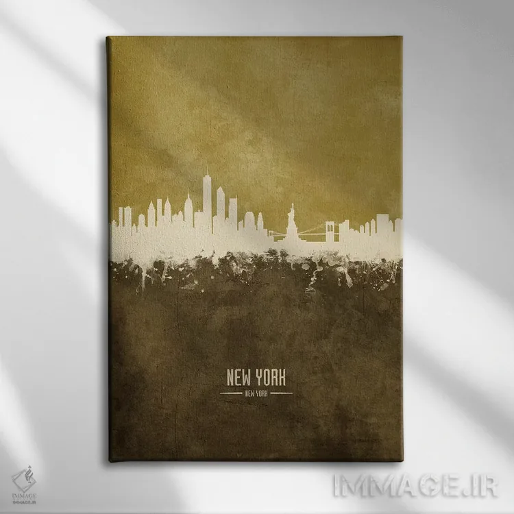 تابلو دکوراتیو منظره خط افق نیویورک، نیویورک اثر مایکل تامپست - نمای روبهرو روی دیوار
